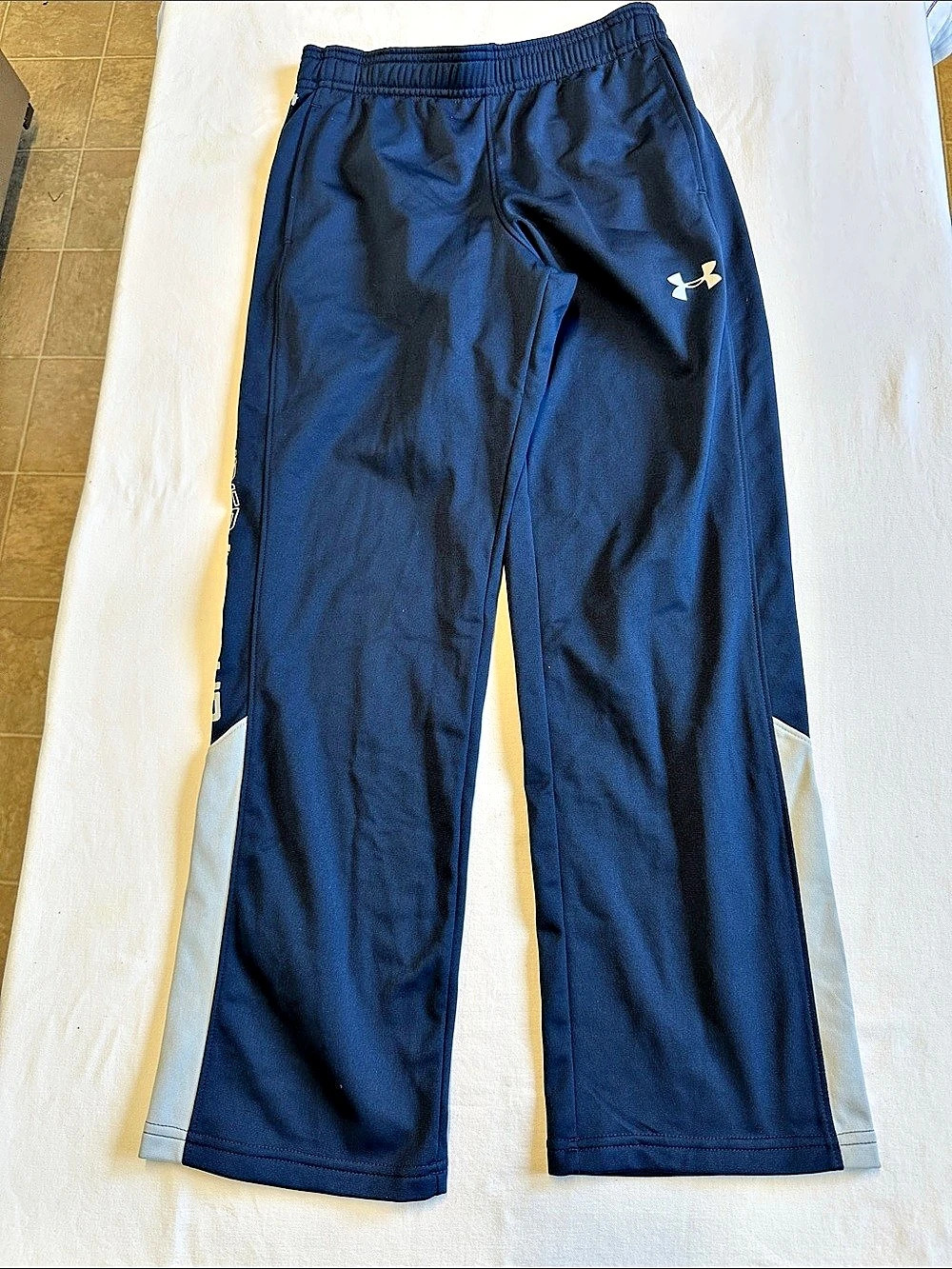 Under Armour Boys Athletic Pants Blue & Gray Waist 10/12